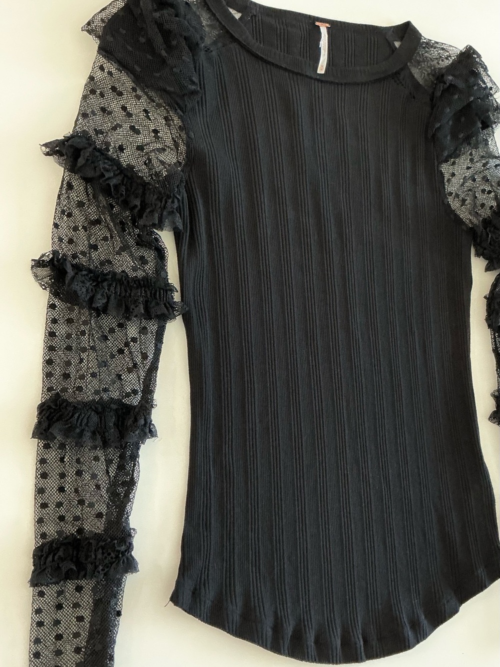 Free People Kiss Kiss Ruffle Lace Top Sz Medium - Picture 4 of 7